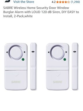 SABRE Wireless Home Security Door/Window Alarm - White (2-Pack)